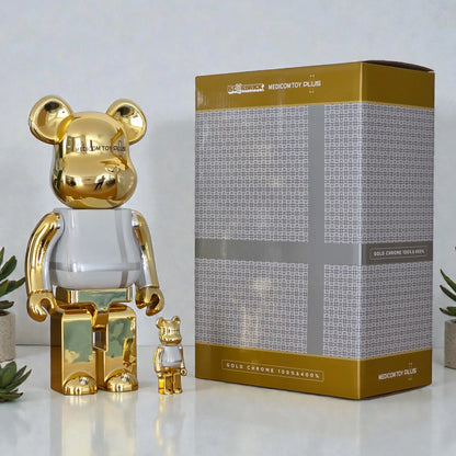 Bearbrick Medicom Toy Plus Gold Chrome Version 100%+400% mit Verpackung