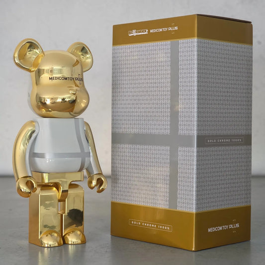 Bearbrick Medicom Toy Plus Gold Chrome Version 1000% mit Verpackung