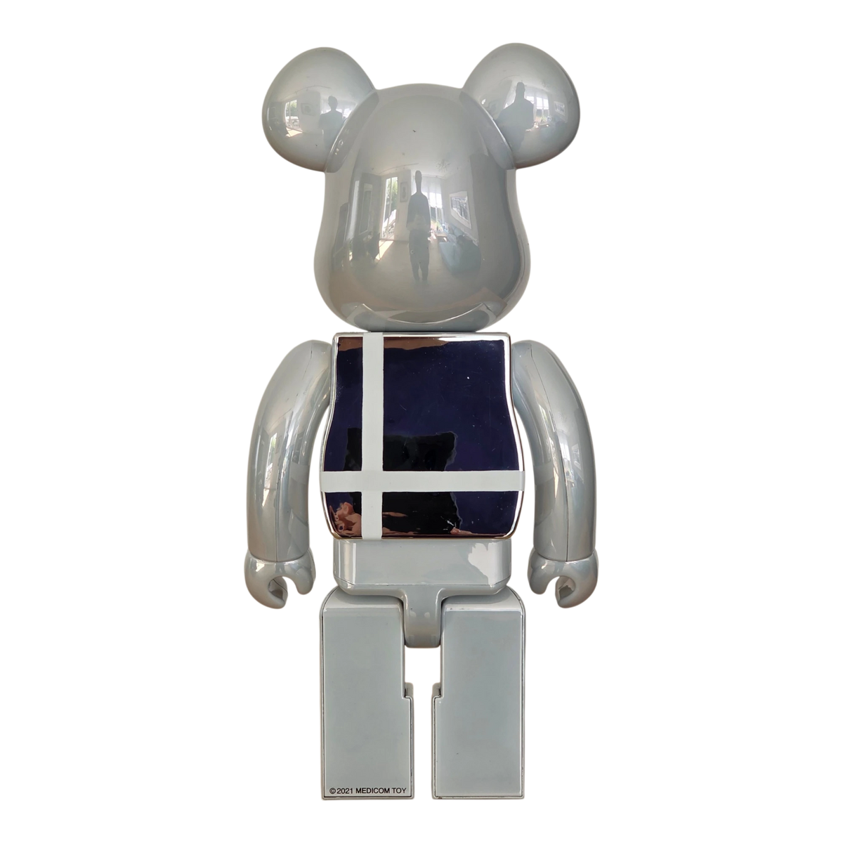 Bearbrick Medicom Toy Plus White Chrome Version 100%+400% leicht beschädigt Rückseite
