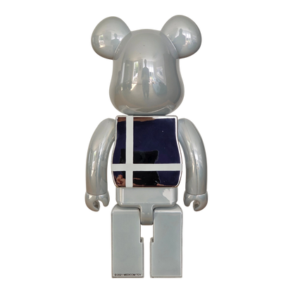 Bearbrick Medicom Toy Plus White Chrome Version 100%+400% leicht beschädigt Rückseite