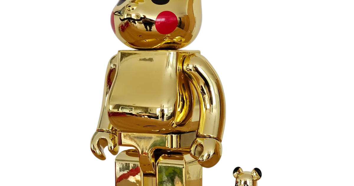 BE@RBRICK Pikachu Gold Chrome Version 100%+400%