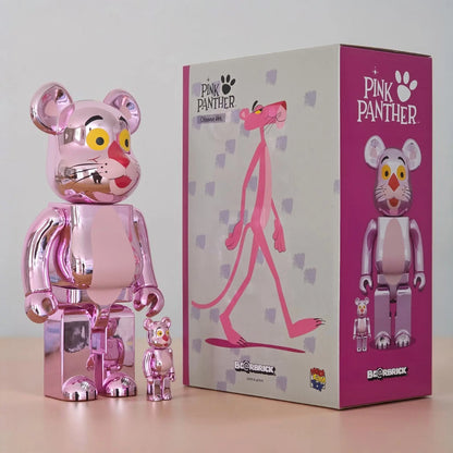 Bearbrick Pink Panther Chrome Version 100%+400% mit Verpackung