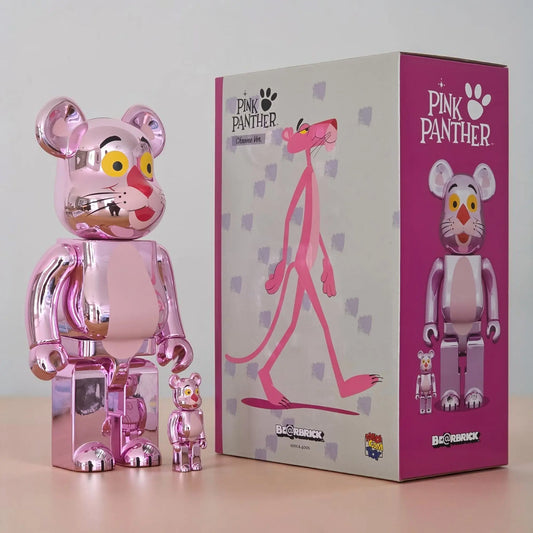 Bearbrick Pink Panther Chrome Version 100%+400% mit Verpackung