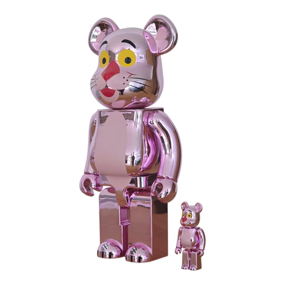 Bearbrick Pink Panther Chrome Version 100%+400% schräg