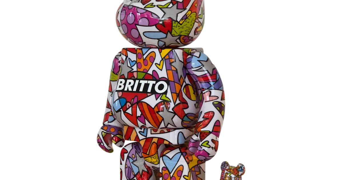 BE@RBRICK Romero Britto Heart 100%+400% | MyBearBrick