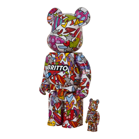 Bearbrick Romero Britto Heart 100%+400% schräg
