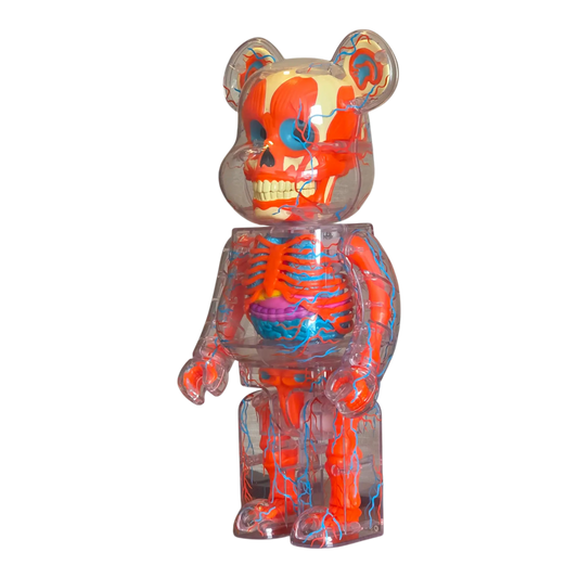 Bearbrick Shelterbank "The Human Bear Orange Variant Version" 400% schräg
