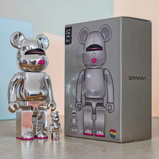 Bearbrick Sorayama × 2G Silver Version 100%+400% mit Verpackung