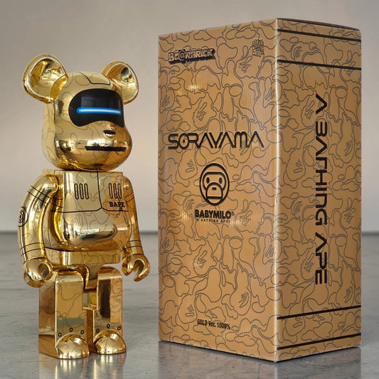 Bearbrick Sorayama × Baby Milo® Gold Version 1000% mit Verpackung