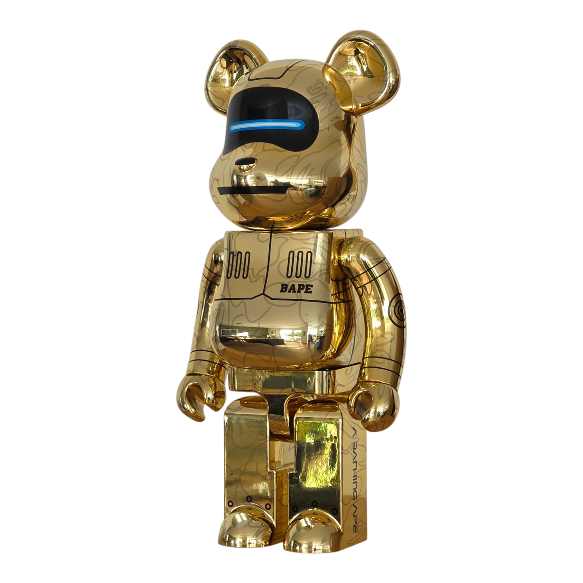 Bearbrick Sorayama × Baby Milo® Gold Version 1000% schräg