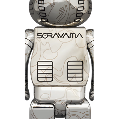 Bearbrick Sorayama × BAPE® Camo Shark Silver 100%+400% Herstellerbild 3