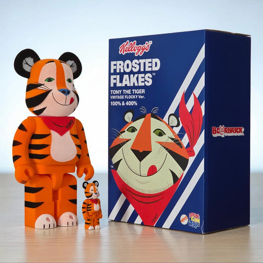 Bearbrick Tony the Tiger Vintage Flocky Version [Kellogg's Corn Frosties] 100%+400% mit Verpackung