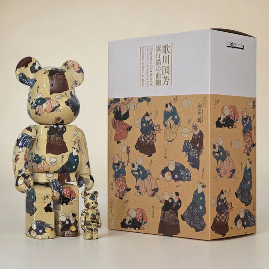 Bearbrick Utagawa Kuniyoshi "Fashionable Cats Juggling Balls" 100%+400% mit Verpackung
