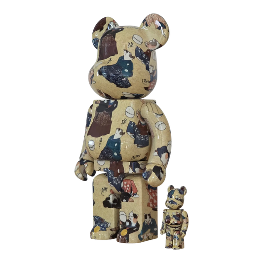 Bearbrick Utagawa Kuniyoshi "Fashionable Cats Juggling Balls" 100%+400% schräg
