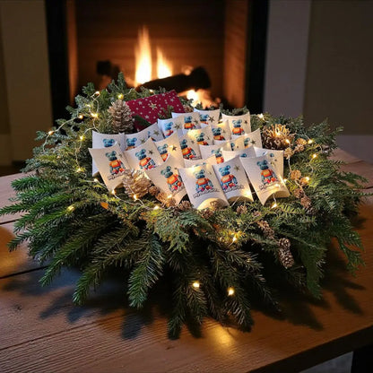 Der MyBearBrick.de-Adventskalender (100%) in weihnachtlichem Arrangement